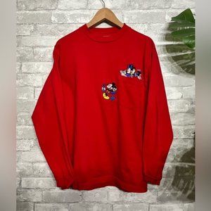 DISNEY | VINTAGE Disney store Mickey Red embroidered pocket  T-shirt - Medium​​